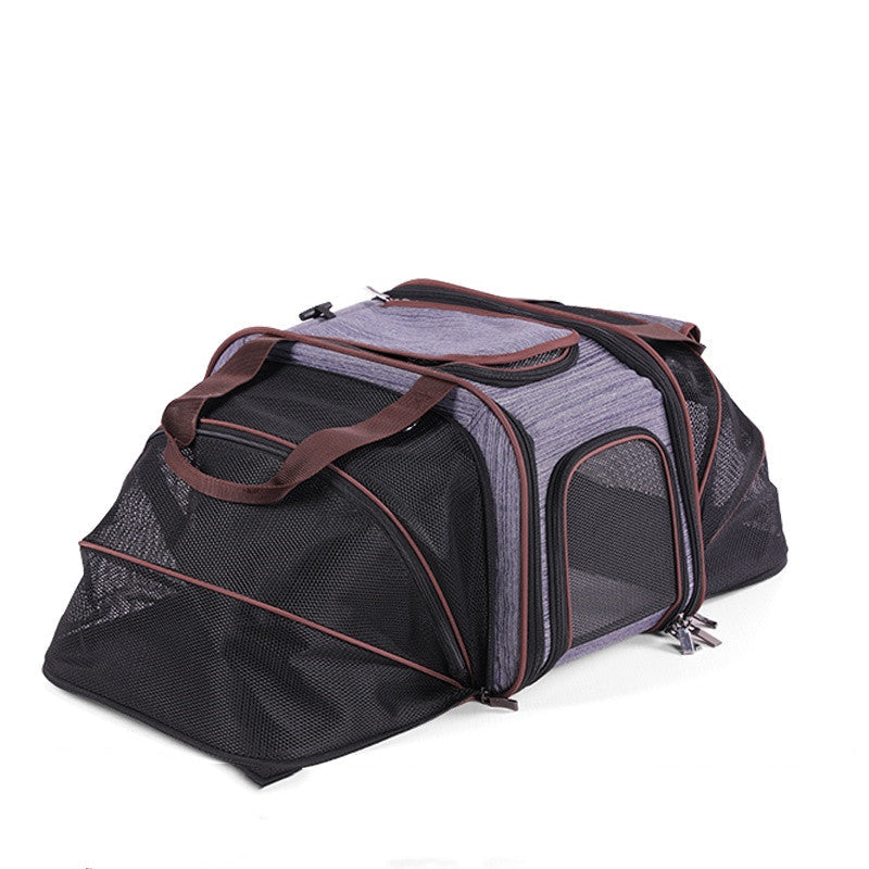 HKM-7069629 Portable Pet Carrier Bag in Blue Gray - One Size Fits All for Pets Up to 13 lbs with Matching Mat