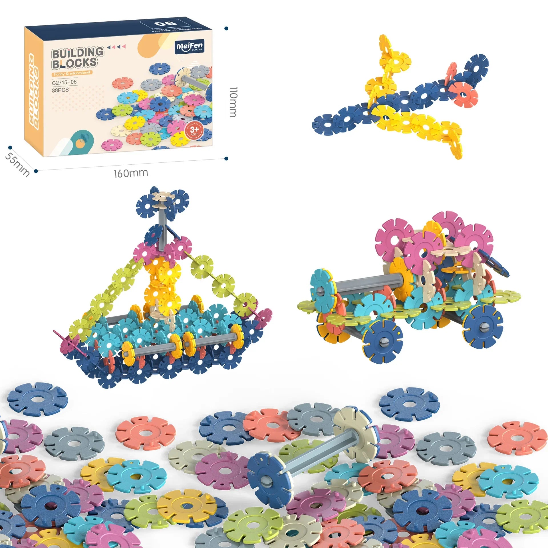 HKM-707027 DIY Snowflake Particle Building Block Set for Kids - Creative Educational Toy Ages 2 and Up