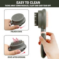 HKM-7070653 Double-Sided Cat Grooming Brush with Flea Comb for Shedding and Hair Removal