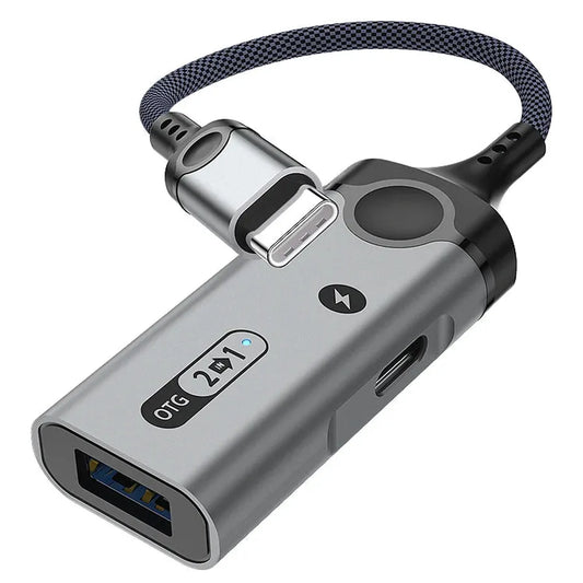 HKM-707091 2-in-1 USB to Type C Fast Charging Adapter for USB Flash Drive and Mobile Devices