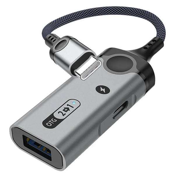 HKM-707091 2-in-1 USB to Type C Fast Charging Adapter for USB Flash Drive and Mobile Devices