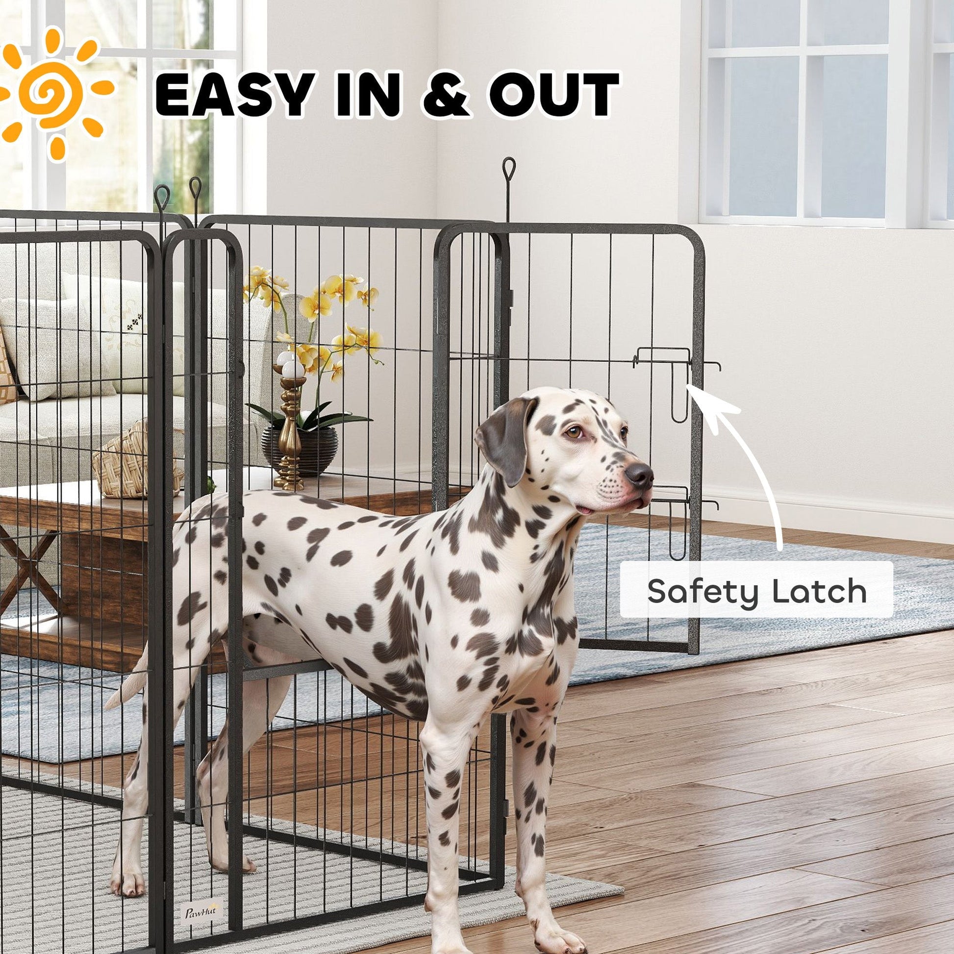 HKM-7071037 Heavy Duty 39 Inch 8 Panel Dog Playpen for Medium and Large Pets - Versatile Indoor/Outdoor Metal Fence