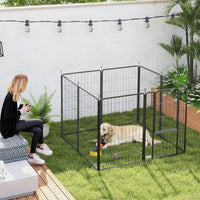 HKM-7071037 Heavy Duty 39 Inch 8 Panel Dog Playpen for Medium and Large Pets - Versatile Indoor/Outdoor Metal Fence