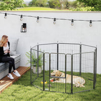 HKM-7071037 Heavy Duty 39 Inch 8 Panel Dog Playpen for Medium and Large Pets - Versatile Indoor/Outdoor Metal Fence