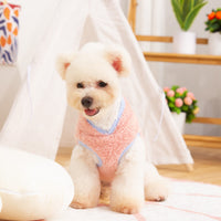 HKM-7071933 Double-sided Plush Dog Clothes in Pink, Purple, Blue, and Khaki - Comfortable Cotton Velvet, Sizes S to 2XL