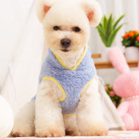 HKM-7071933 Double-sided Plush Dog Clothes in Pink, Purple, Blue, and Khaki - Comfortable Cotton Velvet, Sizes S to 2XL
