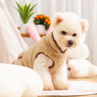 HKM-7071933 Double-sided Plush Dog Clothes in Pink, Purple, Blue, and Khaki - Comfortable Cotton Velvet, Sizes S to 2XL