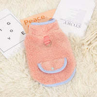 HKM-7071933 Double-sided Plush Dog Clothes in Pink, Purple, Blue, and Khaki - Comfortable Cotton Velvet, Sizes S to 2XL