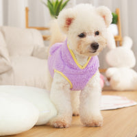 HKM-7071933 Double-sided Plush Dog Clothes in Pink, Purple, Blue, and Khaki - Comfortable Cotton Velvet, Sizes S to 2XL