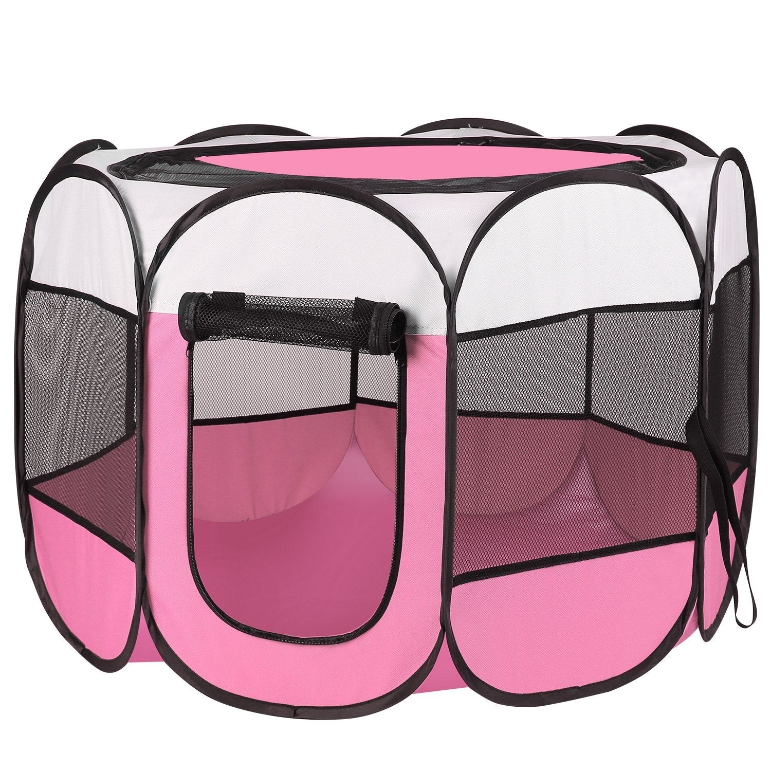 HKM-7072189 Portable Foldable Pet Tent Exercise Pen with Zippered Top and Bottom - Water Resistant Indoor/Outdoor Use for Dogs, Cats, and Other Pets