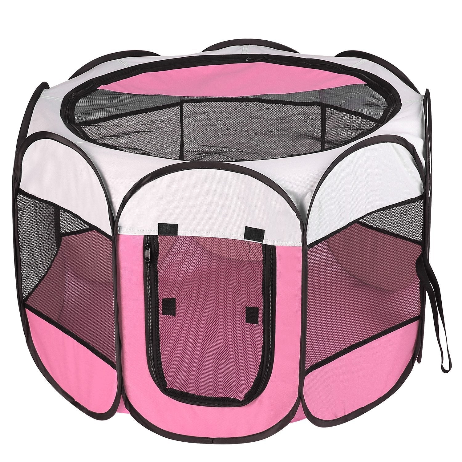 HKM-7072189 Portable Foldable Pet Tent Exercise Pen with Zippered Top and Bottom - Water Resistant Indoor/Outdoor Use for Dogs, Cats, and Other Pets
