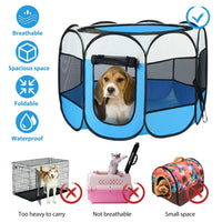 HKM-7072189 Portable Foldable Pet Tent Exercise Pen with Zippered Top and Bottom - Water Resistant Indoor/Outdoor Use for Dogs, Cats, and Other Pets
