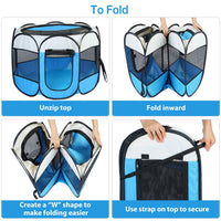 HKM-7072189 Portable Foldable Pet Tent Exercise Pen with Zippered Top and Bottom - Water Resistant Indoor/Outdoor Use for Dogs, Cats, and Other Pets
