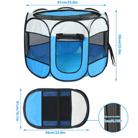 HKM-7072189 Portable Foldable Pet Tent Exercise Pen with Zippered Top and Bottom - Water Resistant Indoor/Outdoor Use for Dogs, Cats, and Other Pets