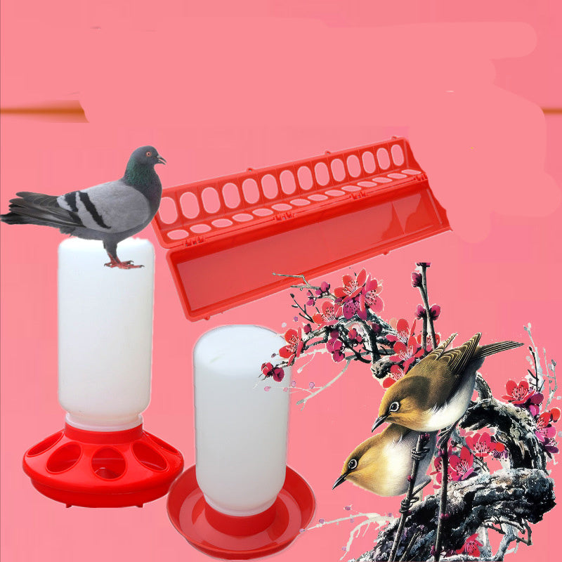 HKM-707283 Bird Water Bottle and Feeders Set for Pigeons - Includes Wide and Narrow Troughs