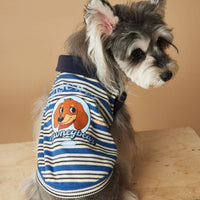 HKM-7072957 Cute Striped Polo Shirt for Dogs - Sleeveless Cotton Vest in Blue and Brown