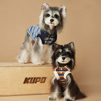 HKM-7072957 Cute Striped Polo Shirt for Dogs - Sleeveless Cotton Vest in Blue and Brown