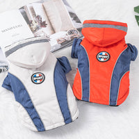 HKM-7073725 Warm Velvet Down Jacket for Dogs in Blue and Red with Reflective Strips - Multiple Sizes Available