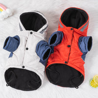 HKM-7073725 Warm Velvet Down Jacket for Dogs in Blue and Red with Reflective Strips - Multiple Sizes Available