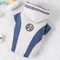 HKM-7073725 Warm Velvet Down Jacket for Dogs in Blue and Red with Reflective Strips - Multiple Sizes Available