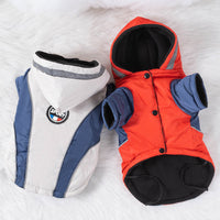 HKM-7073725 Warm Velvet Down Jacket for Dogs in Blue and Red with Reflective Strips - Multiple Sizes Available
