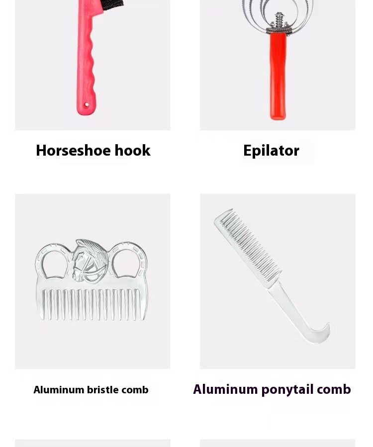 HKM-7074621 Equestrian Supplies Complete Horse Grooming Brush Set with Storage Bag