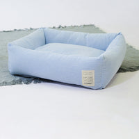HKM-707475 Foldable Warm Cat Nest with Striped Lining in White and Blue, Free Size Cloth Bed