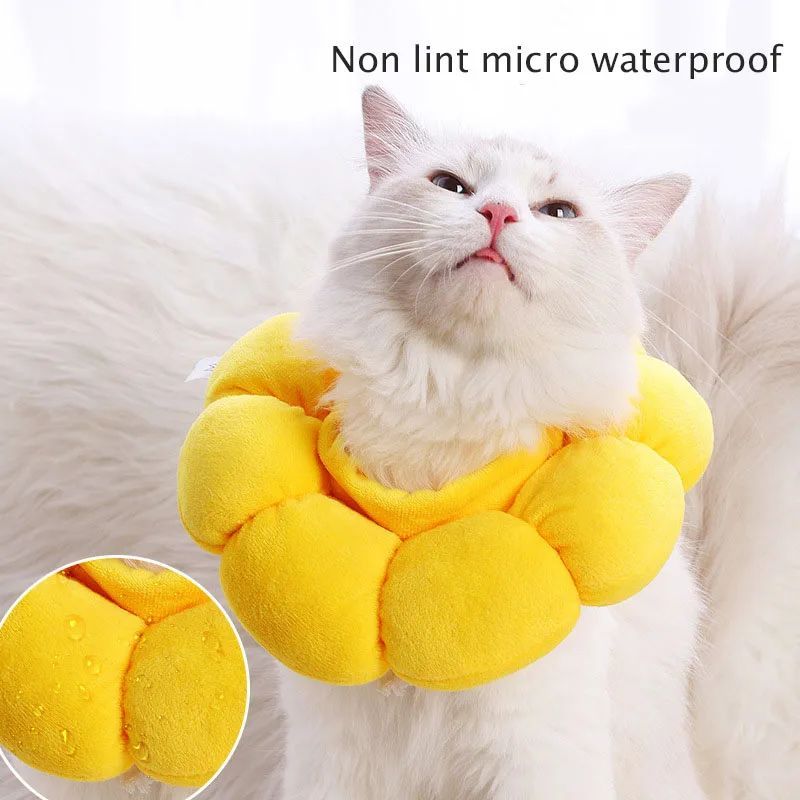 HKM-7075133 Comfortable Cotton Neck Collar for Cats and Dogs - Anti-Licking and Bite Protection, Adjustable Fit for Recovery