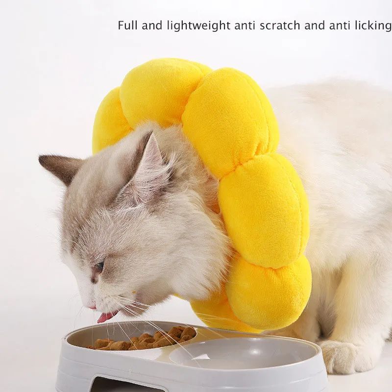 HKM-7075133 Comfortable Cotton Neck Collar for Cats and Dogs - Anti-Licking and Bite Protection, Adjustable Fit for Recovery