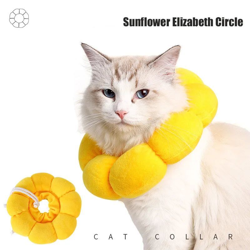 HKM-7075133 Comfortable Cotton Neck Collar for Cats and Dogs - Anti-Licking and Bite Protection, Adjustable Fit for Recovery