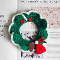 HKM-7075389 Christmas-Themed Knitted Scarf with Bells and Decorative Ribbons in Various Colors