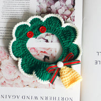 HKM-7075389 Christmas-Themed Knitted Scarf with Bells and Decorative Ribbons in Various Colors