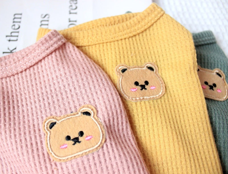 HKM-7075517 Casual Thin T-Shirt for Dogs and Cats in Pink, Yellow, and Green - Soft Cotton-Polyester Fabric, Multiple Sizes Available