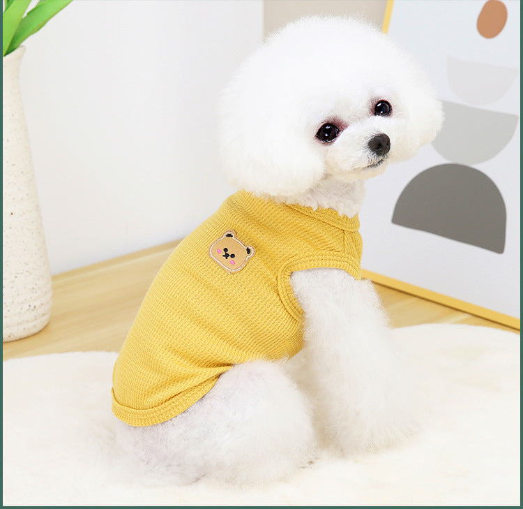 HKM-7075517 Casual Thin T-Shirt for Dogs and Cats in Pink, Yellow, and Green - Soft Cotton-Polyester Fabric, Multiple Sizes Available