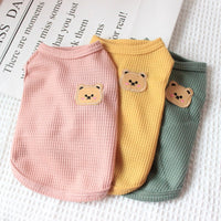 HKM-7075517 Casual Thin T-Shirt for Dogs and Cats in Pink, Yellow, and Green - Soft Cotton-Polyester Fabric, Multiple Sizes Available