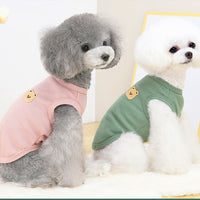 HKM-7075517 Casual Thin T-Shirt for Dogs and Cats in Pink, Yellow, and Green - Soft Cotton-Polyester Fabric, Multiple Sizes Available