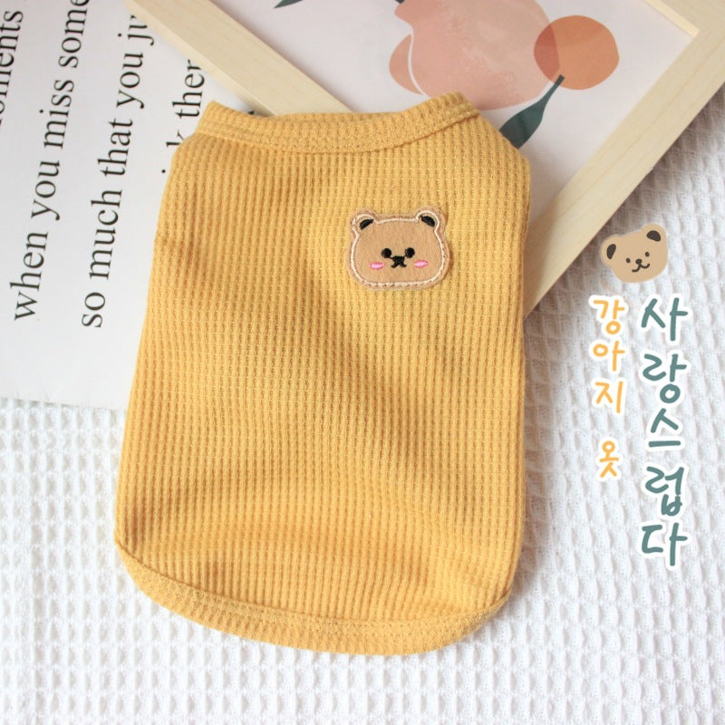HKM-7075517 Casual Thin T-Shirt for Dogs and Cats in Pink, Yellow, and Green - Soft Cotton-Polyester Fabric, Multiple Sizes Available