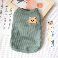 HKM-7075517 Casual Thin T-Shirt for Dogs and Cats in Pink, Yellow, and Green - Soft Cotton-Polyester Fabric, Multiple Sizes Available