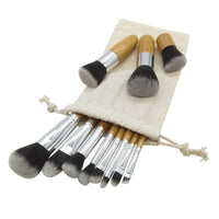 HKM-707603 11-Piece Makeup Brush Set with Man-Made Fiber Brushes and Bamboo Handles, Long Rod Design