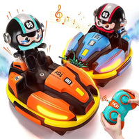 HKM-707603 Remote Control Dual Bumper Car with LED Lights and Spray Doll for Interactive Fun