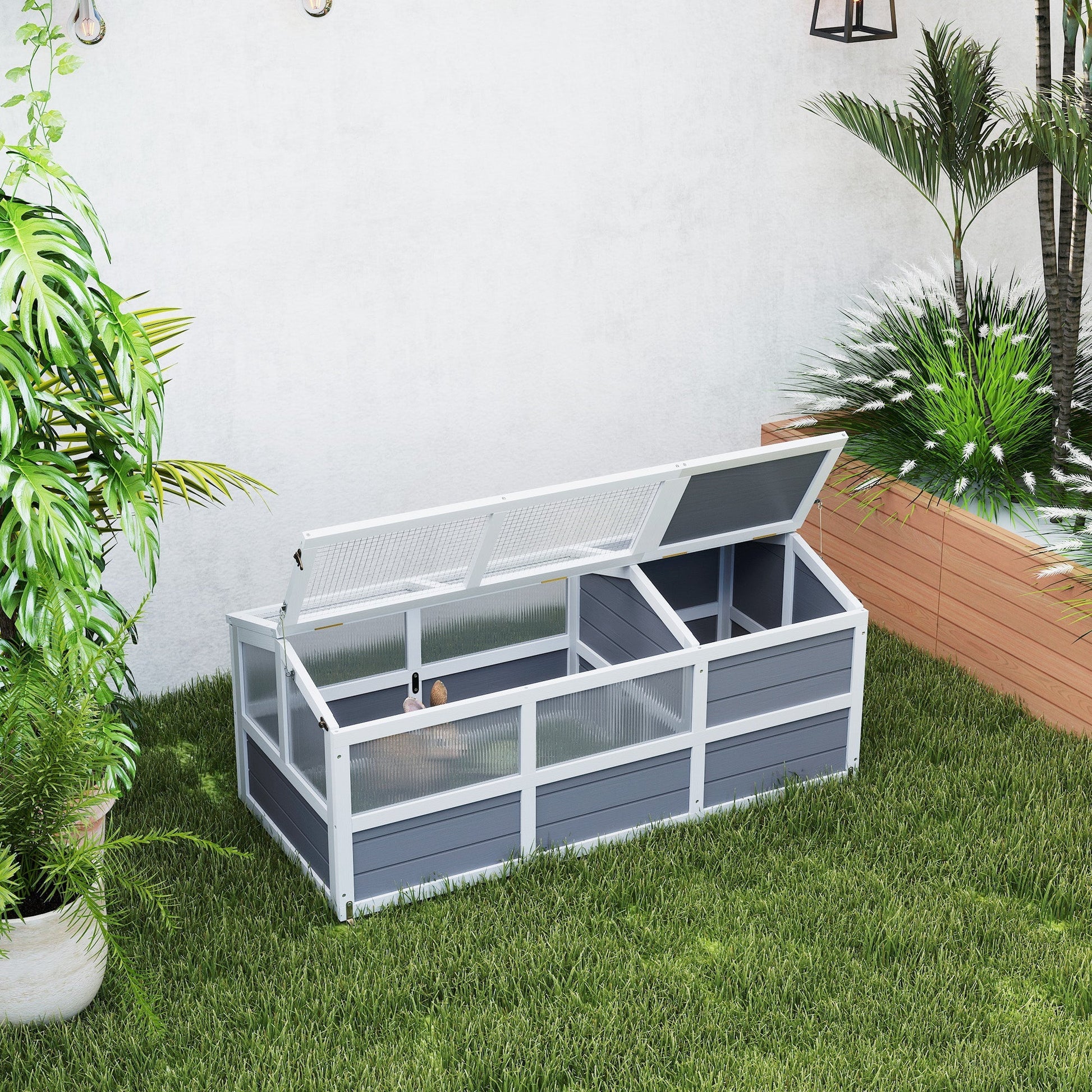 HKM-7076797 Three-Room Tortoise Habitat with Balcony and Two Stories for Indoor/Outdoor Use