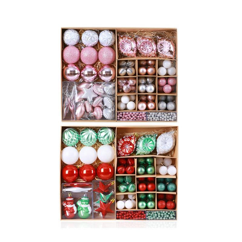 HKM-707795 Creative Christmas Tree Pendant Ornament Set - 90 Unique Decorative Balls in Box