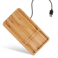 HKM-707859 Natural Bamboo Wood Wireless Charger - 9V Wireless Charging with USB Interface