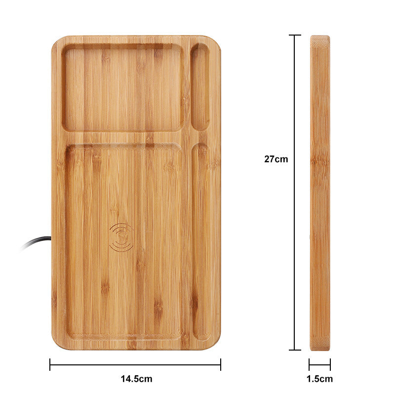 HKM-707859 Natural Bamboo Wood Wireless Charger - 9V Wireless Charging with USB Interface