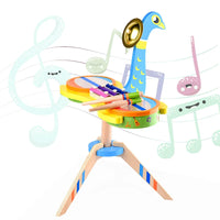 HKM-707923 Wooden Animal Shape Drum Kit Toy - 3-in-1 Musical Instrument Set for Kids Ages 2-4