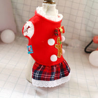 HKM-7080509 Fashionable Red Plaid Dog Dress for New Year and Christmas Celebrations