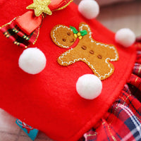 HKM-7080509 Fashionable Red Plaid Dog Dress for New Year and Christmas Celebrations