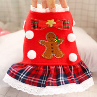 HKM-7080509 Fashionable Red Plaid Dog Dress for New Year and Christmas Celebrations