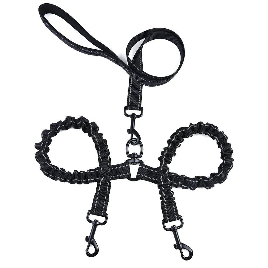 HKM-708051 Double-Ended Elastic Pet Leash for Two Dogs - Durable Imitation Nylon Design