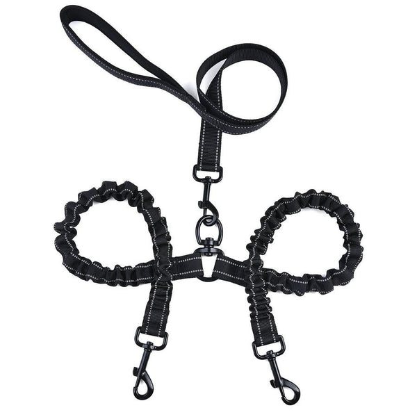 HKM-708051 Double-Ended Elastic Pet Leash for Two Dogs - Durable Imitation Nylon Design